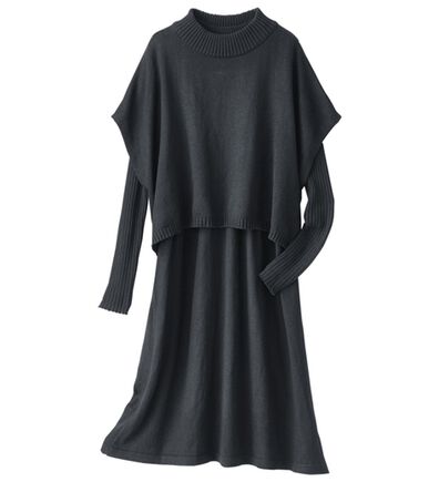 BELLUNA（ベルーナ）の「リブ使いベストデザインニットアンサンブル（チュニック）」