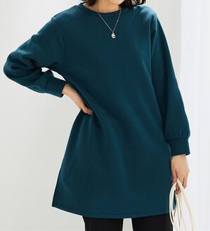 BELLUNA（ベルーナ）の「ふんわり素材軽ぽかチュニックワンピ―ス（チュニックワンピース）」｜ターコイズ