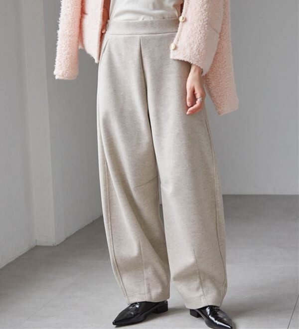 RANAN（ラナン）の「フェイクウールバレルレッグカーブパンツ（フルレングスパンツ）」｜詳細画像