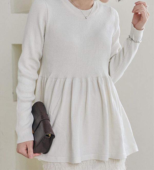 RANAN（ラナン）の「リブ切替ペプラムニット（ニット・セーター）」｜詳細画像