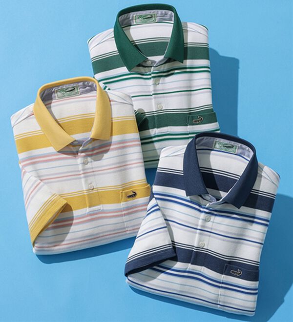 「＜クロコダイル＞マルチボーダーポロシャツ（メンズポロシャツ）」｜詳細画像