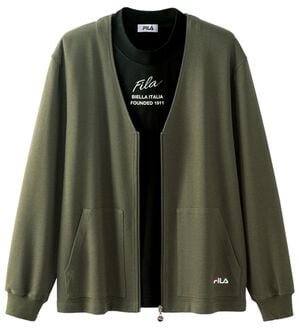 「＜フィラ＞ミラノリブカーデ＆Ｔシャツ（メンズＴシャツ）」｜カーキ