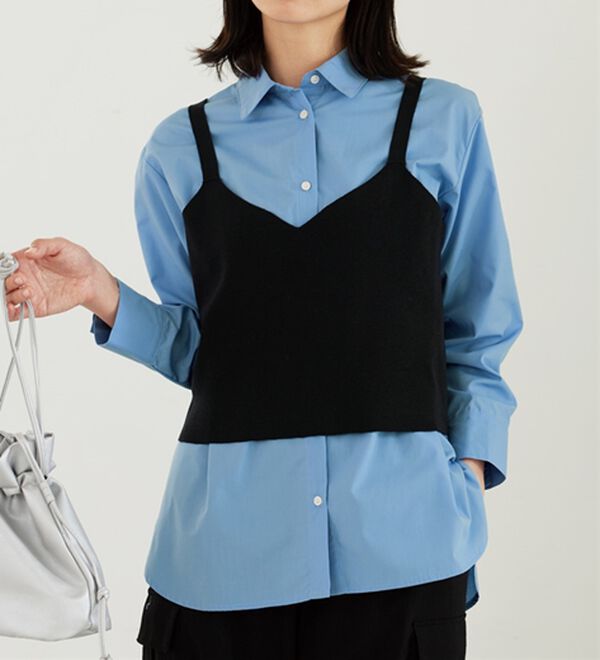 BELLUNA（ベルーナ）の「ニットビスチェ&times;シャツアンサンブル（アンサンブル）」｜詳細画像