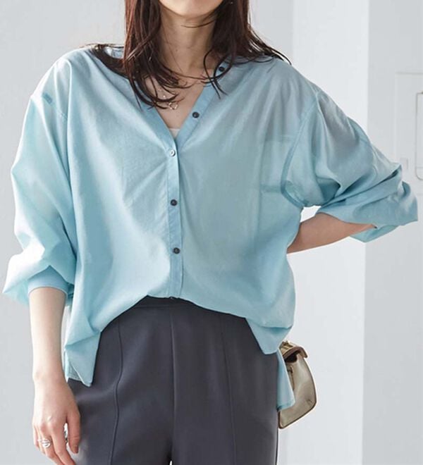 IRENE シアーＶネックシャツ 即納】襟付き深Vネック刺繍シアーシャツ – ESICA