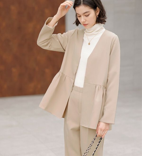 GeeRA（ジーラ）の「【2点セット】ペプラムジャケットセットアップスーツ（パンツスーツ）」｜詳細画像