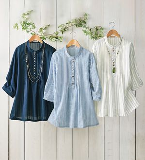 ルフラン（ルフラン）の「【３色組】ドビーストライプブラウス＜ルオナル＞（ブラウス）」｜詳細画像