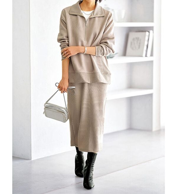 BELLUNA（ベルーナ）の「ボーダージャカードハーフジッププルオーバー（カットソー）」｜詳細画像