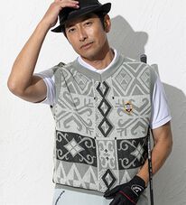 「＜フィッチェ　ゴルフ＞総柄サマーニットベスト（メンズニット・セーター）」