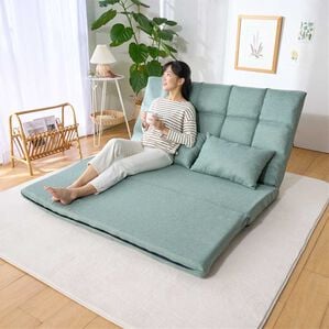 iellio（イエリオ）の「３ＷＡＹゆったりハイバックソファベッド＜リクライニングソファ・ローソファ・クッション付・新生活・来客・引っ越し・２人掛け＞（ソファ）」｜グリーン