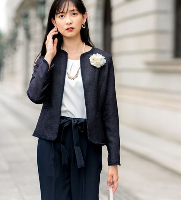 GeeRA（ジーラ）の「【4点セット】入学式も卒業式も！パンツが選べるセレモニーツイードジャケットスーツ（パンツスーツ）」｜詳細画像