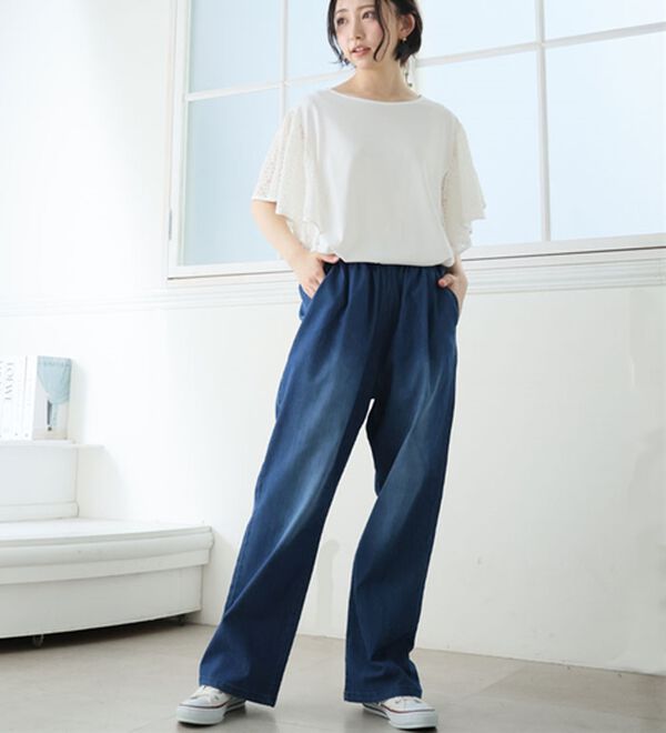 A HAPPY MARILYN（アハッピーマリリン）の「【Ｌ～８Ｌ】伸びるが正義「推し」デニムパンツ（フルレングスパンツ）」｜詳細画像