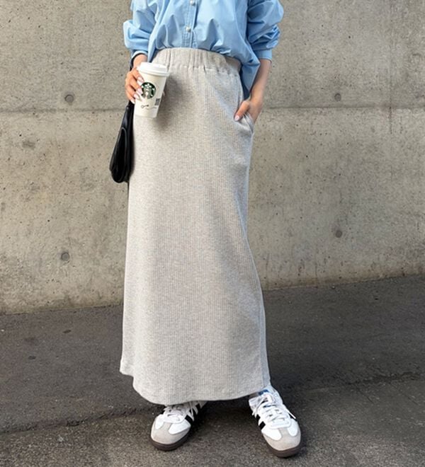 GeeRA（ジーラ）の「【着回し力◎】楽ちんすっきり見え！リブロングスカート（ロングスカート）」｜詳細画像