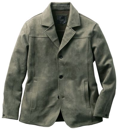 「フェイクスエードドライビングジャケット（メンズニット・セーター）」