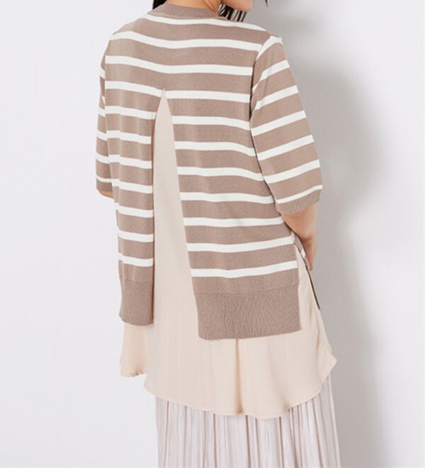 BELLUNA（ベルーナ）の「【2点セット】バックスリットボーダーニットアンサンブル（ニット・セーター）」｜詳細画像