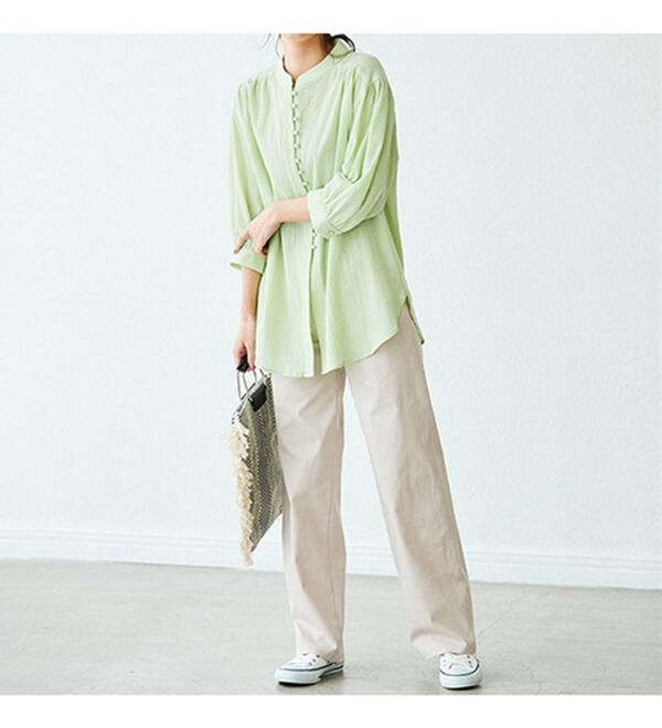 BELLUNA（ベルーナ）の「リサイクルコットンやわらか楊柳素材ブラウス（ブラウス）」｜詳細画像