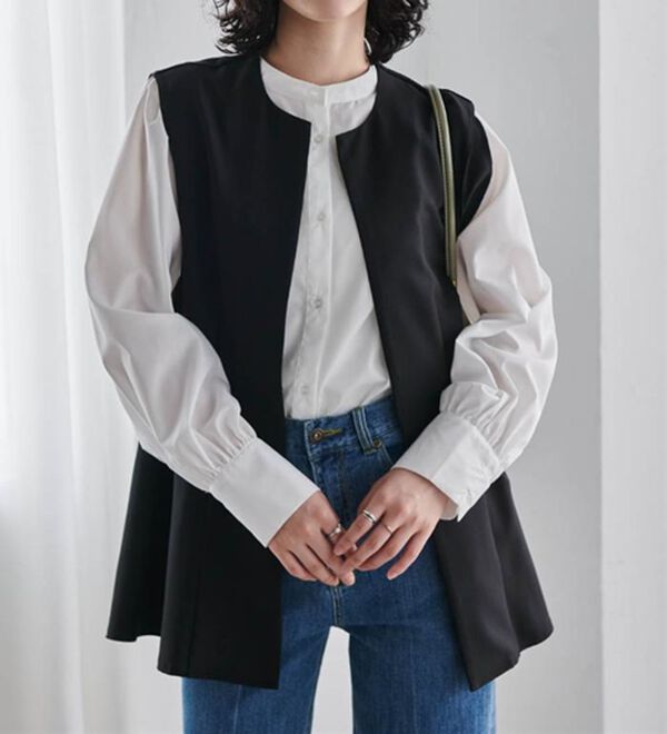 RANAN（ラナン）の「機能付！麻調素材ペプラムジレベスト（ジレ）」｜詳細画像