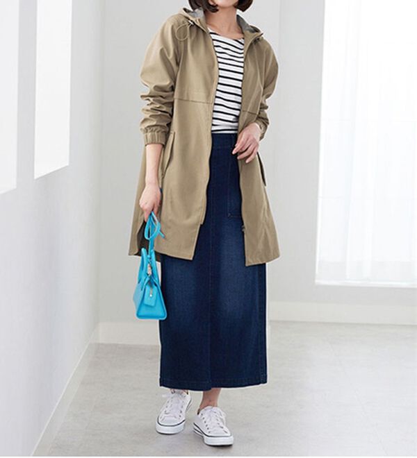 BELLUNA（ベルーナ）の「はっ水加工ボンディング素材ロング丈パーカー（ロングコート）」｜詳細画像