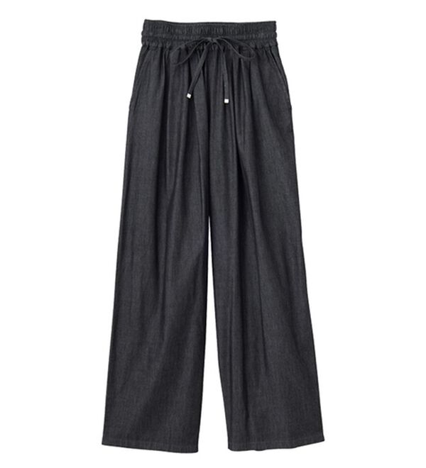 GeeRA（ジーラ）の「【接触冷感】穿いて感激！キレイ見えする楽ちんワイドデニムパンツ（ワイドパンツ・ガウチョ）」｜詳細画像