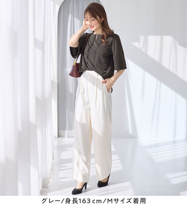 alotta（アロッタ）の「パールデザイン５分袖Ｔシャツブラウス（ブラウス）」｜詳細画像