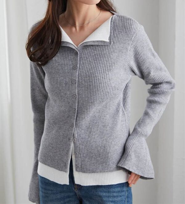 RANAN（ラナン）の「レイヤード配色ニットカーディガン（ニットカーディガン）」｜詳細画像