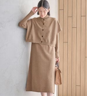 Viola e Viola（ヴィオラ エ ヴィオラ）の「２点セットニットワンピース【新色・サイズ追加】（ニットワンピース）」｜杢ベージュ