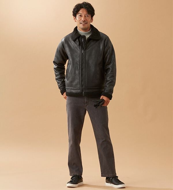 「裏ボアレザー調ジャケット（メンズジャケット）」｜詳細画像