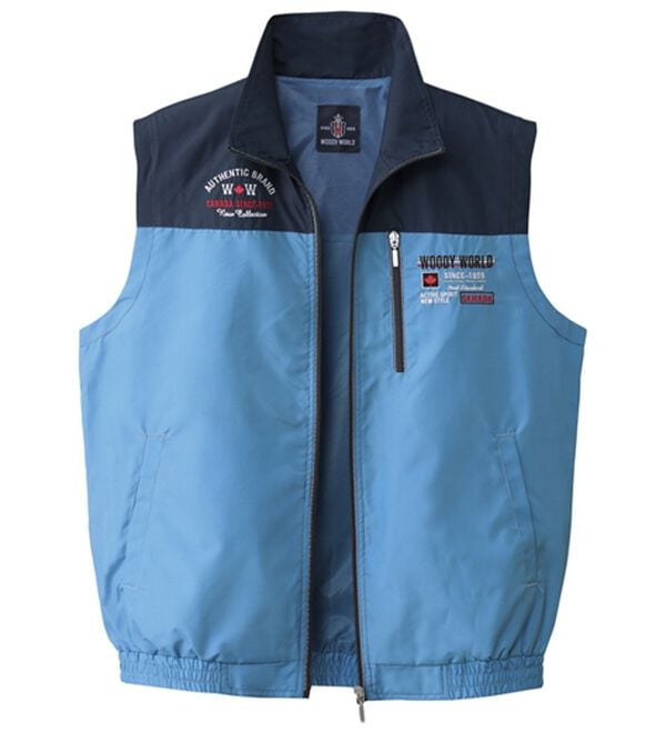 「ブランドデザイン裏メッシュベスト（メンズベスト）」｜ブルー