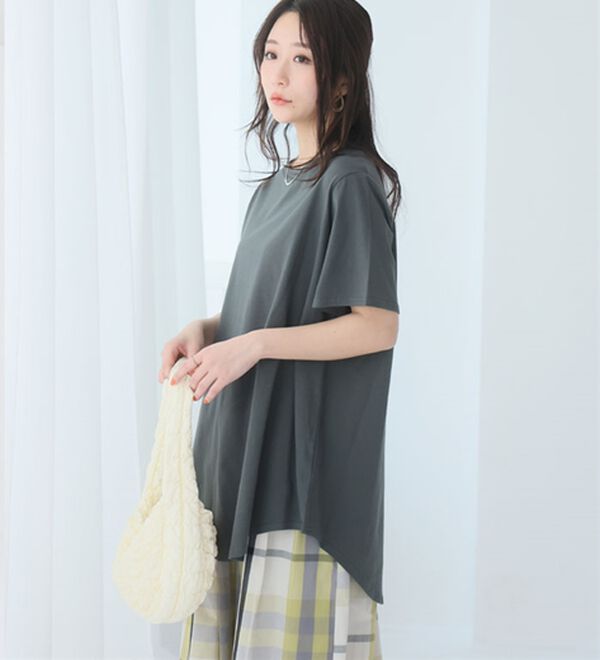 A HAPPY MARILYN（アハッピーマリリン）の「【Ｌ～９Ｌ】まるで魔法のお腹カバー、綿１００％裾フレアＴシャツ。（Tシャツ）」｜詳細画像