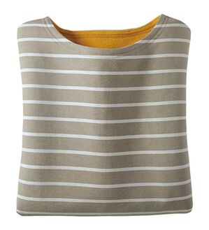 BELLUNA（ベルーナ）の「裏フリース配色プルオーバー（カットソー）」｜ボーダー(モカ／白)