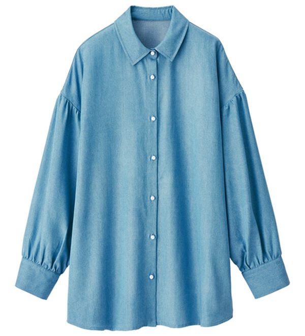 RANAN（ラナン）の「パール調ボタン使いデニム調シャツ（ブラウス）」｜詳細画像