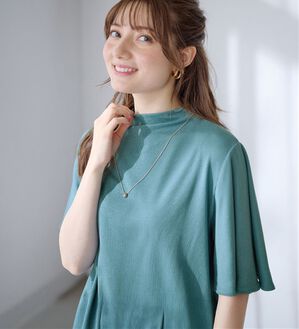 alotta（アロッタ）の「上品フレアー袖リブＴシャツ（カットソー）」｜ブルーグリーン
