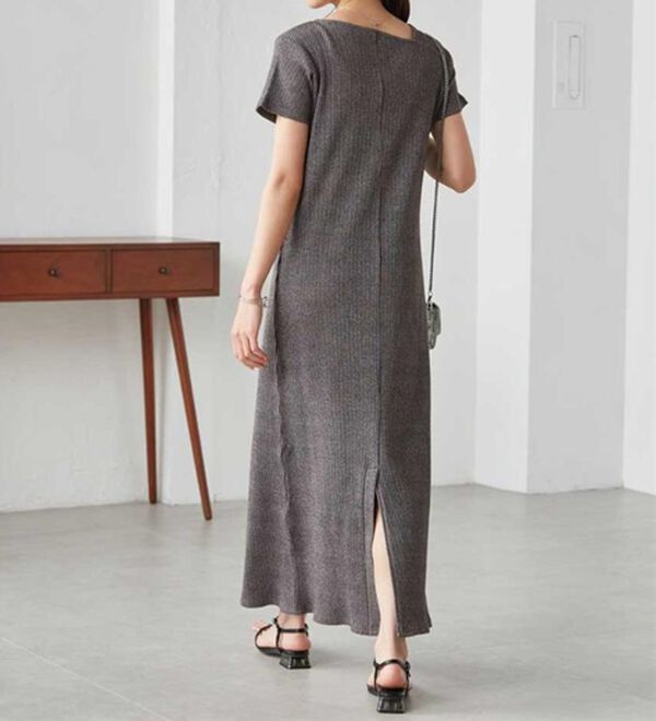 RANAN（ラナン）の「アシメネックハーフスリーブリブワンピース（その他ワンピース）」｜詳細画像