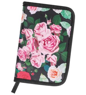 「花柄のお薬手帳ケース（財布・パスケース）」｜ブラック