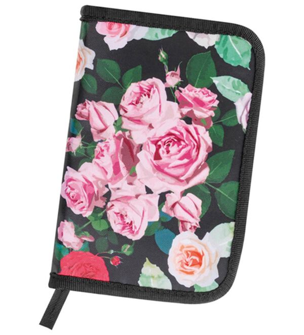 「花柄のお薬手帳ケース（財布・パスケース）」｜ブラック