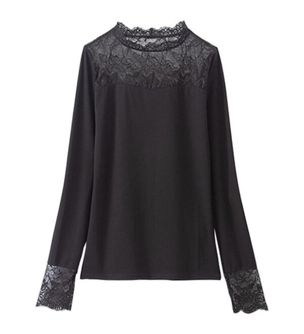 LAVIENNE（ラヴィエンヌ）の「吸湿発熱あったかインナーハイネックレースインナー（肌着・インナーウェア）」｜詳細画像