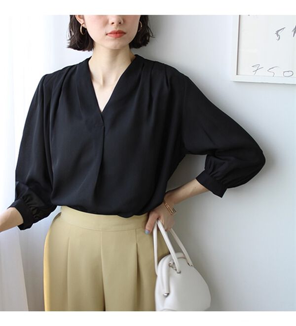 GeeRA（ジーラ）の「シルエットきれい！上品7分袖デザインブラウス（ブラウス）」｜詳細画像