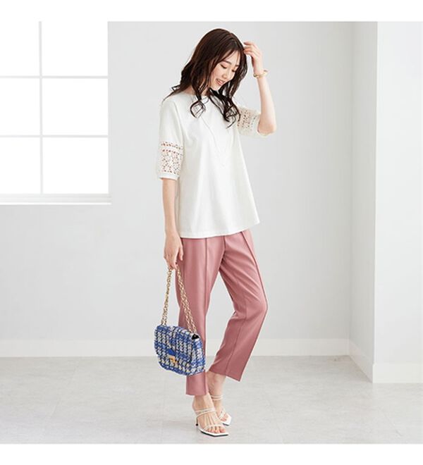 BELLUNA（ベルーナ）の「袖レース切替デザインプルオーバー（カットソー）」｜詳細画像