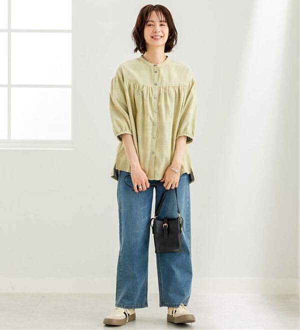 BELLUNA（ベルーナ）の「ダブルガーゼ素材切替デザインブラウス（ブラウス）」｜詳細画像