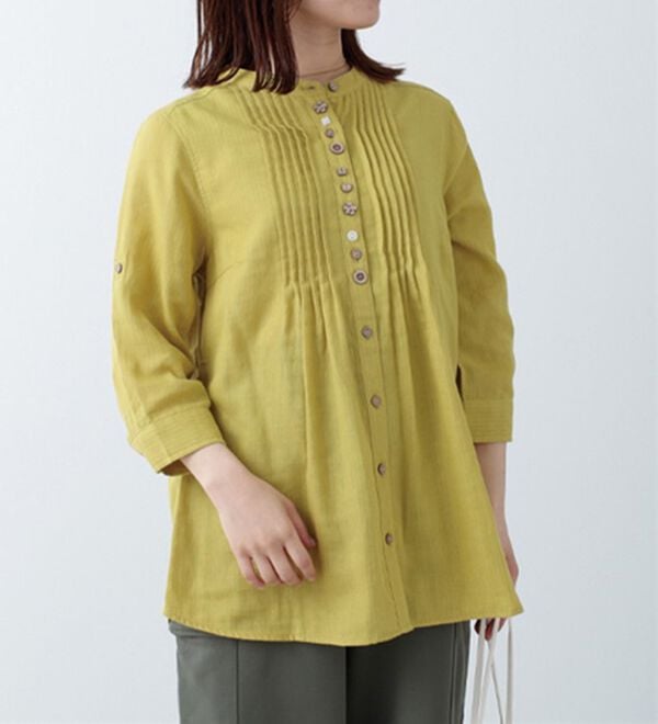 BELLUNA（ベルーナ）の「ダブルガーゼ素材オーバーブラウス（ブラウス）」｜イエロー系