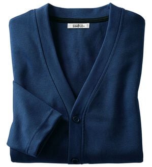 「＜シンプル＆プラス＞毎日活躍！お買得カーディガン（メンズカーディガン）」｜ネイビー