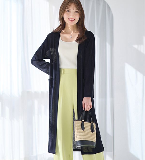 alotta（アロッタ）の「【選べる丈】さらっと軽いサマーカーディガン（その他カーディガン）」｜ネイビー／ロング