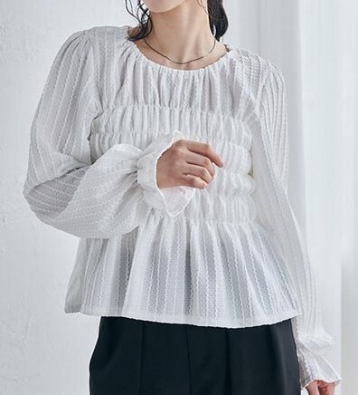 RANAN（ラナン）の「シャーリングカットブラウス（カットソー）」