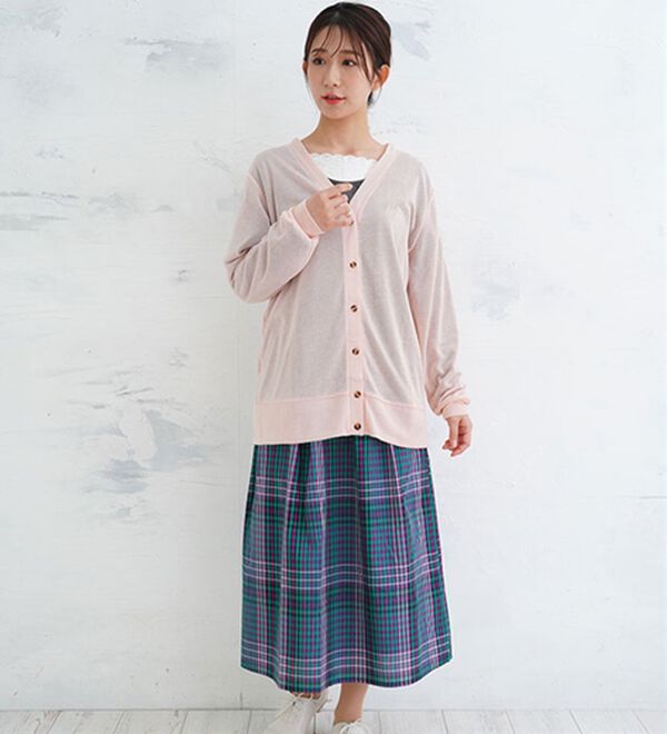 A HAPPY MARILYN（アハッピーマリリン）の「【Ｌ～５Ｌ】長袖・七分袖・半袖　シンプル　カーディガン（ニットカーディガン）」｜詳細画像