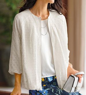 BELLUNA（ベルーナ）の「幾何柄レースバルーンシルエットブルゾン（その他ジャケット）」｜オフ白