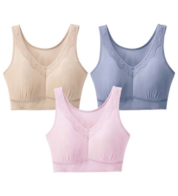 LAVIENNE（ラヴィエンヌ）の「【３色組】さらさらメッシュの快適ブラ（ブラジャー）」｜3色組