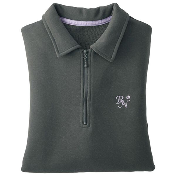 BELLUNA（ベルーナ）の「ハーフジップゆったり刺しゅうチュニック（チュニック）」｜チャコール