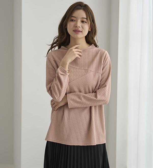 BELLUNA（ベルーナ）の「波柄ジャカード切替デザインプルオーバー（カットソー）」｜詳細画像