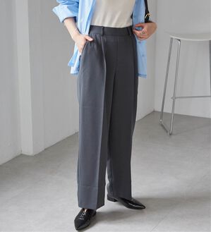 RANAN（ラナン）の「【選べる２丈】機能付！美脚シルエットセンタープレスワイドパンツ（フルレングスパンツ）」｜チャコール