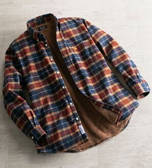 「＜ポロ・ビーシーエス＞裏ボアチェックシャツ（メンズシャツ）」｜レッド