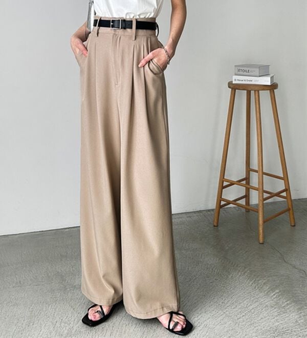 GeeRA（ジーラ）の「着心地抜群！ハイウエストダブルタックワイドパンツ（フルレングスパンツ）」｜詳細画像